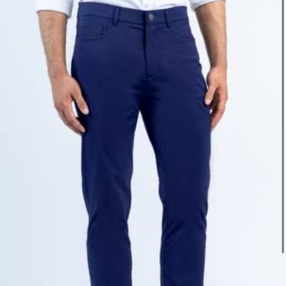 NWOT Santorelli “Luigi” Flat Front Navy Blue Chino Pants